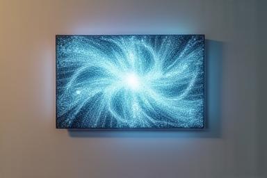 Interactive digital art piece on a wall